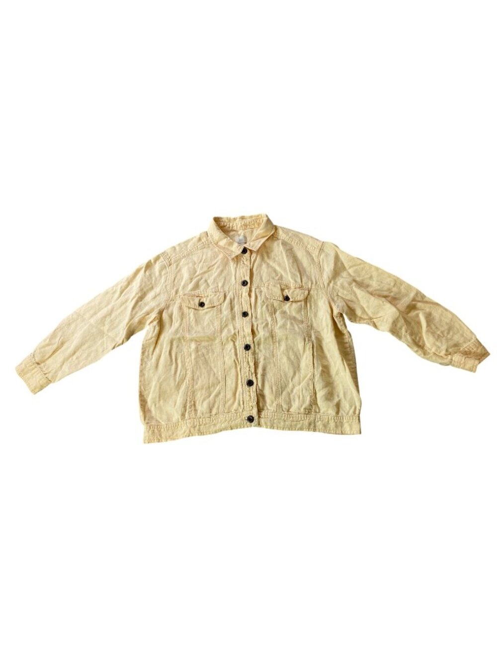J. Jill Yellow Linen Button-Up Jacket Lightweight Long Sleeve Collared Shirt 1X